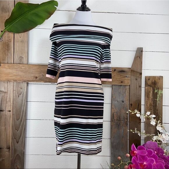 Tommy Hilfiger off the shoulder Striped Dress NWT Medium - Picture 1 of 11